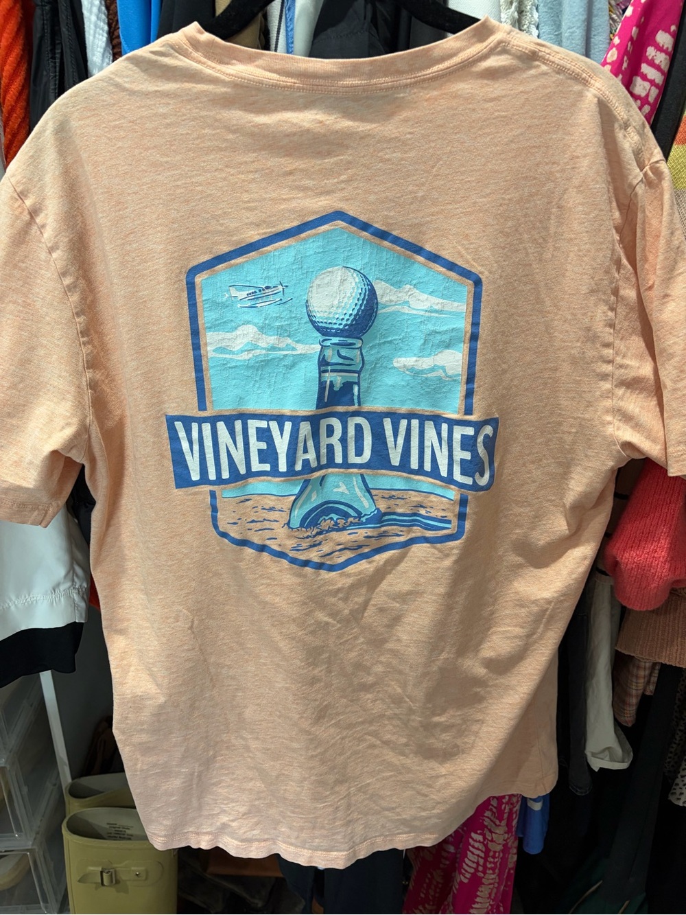 Vineyard Vines Heathered Orange Crewneck Logo Tee